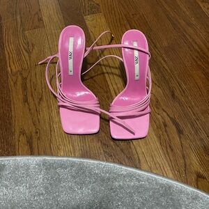 Zara Vibrant Pink Heeled Sandals